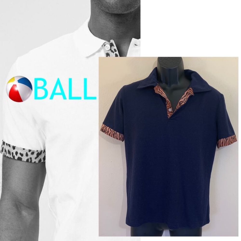 Ball Leopard Print Trim Polo Small tight body con design Cotton blend